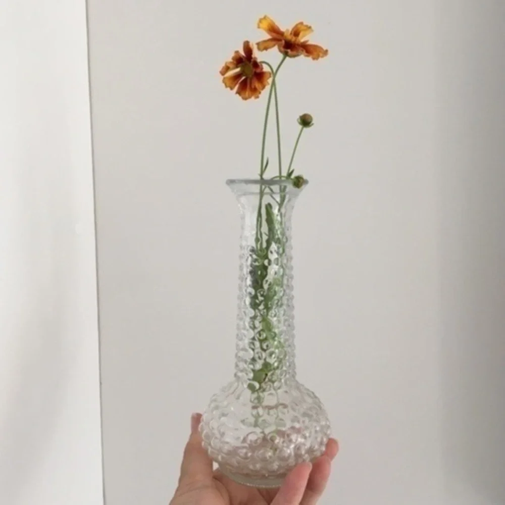 Vintage E.O. Brody Clear Glass Hobnail Vases Set of Two 7.75” H
